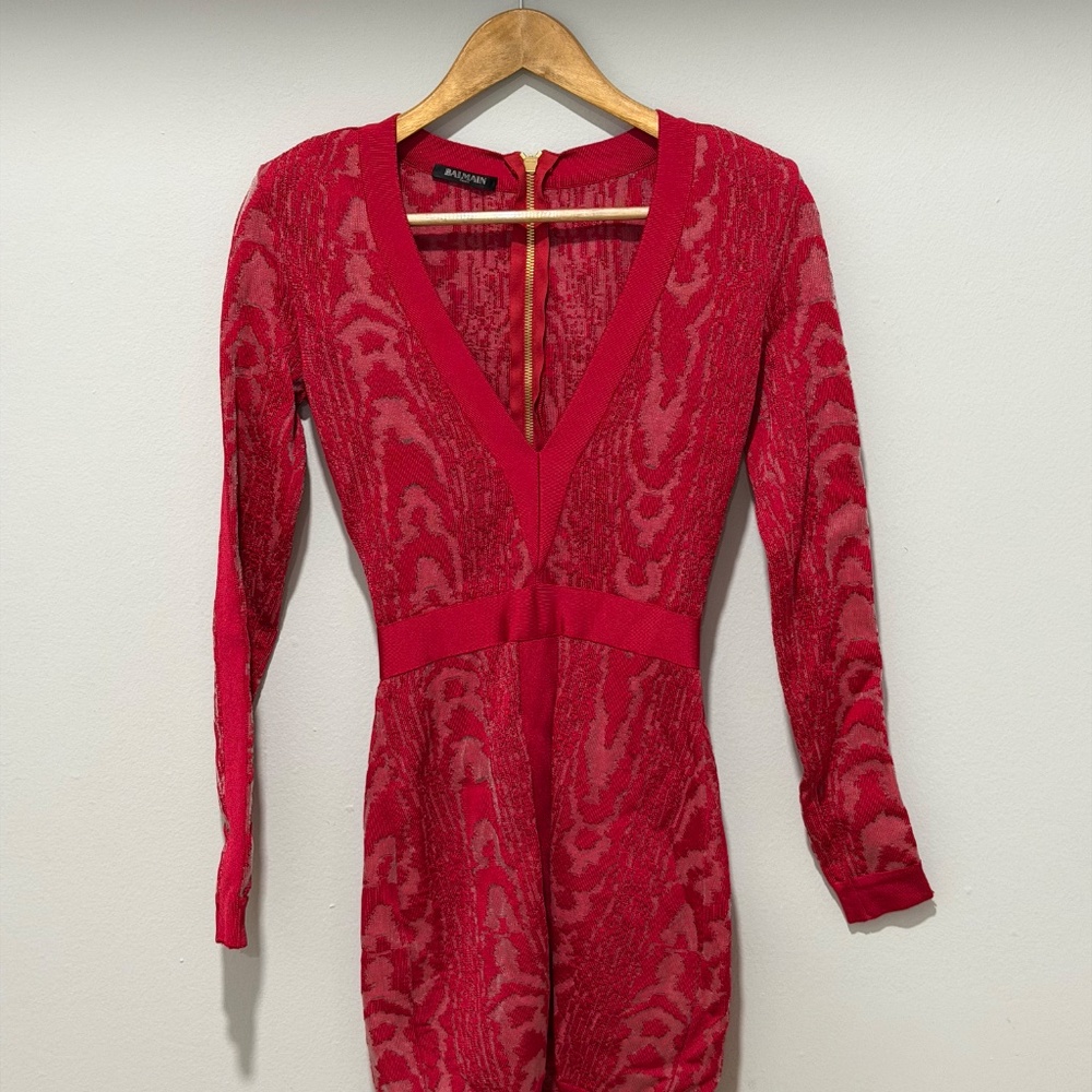 Balmain Red Mini Dress - Picture 2 of 10